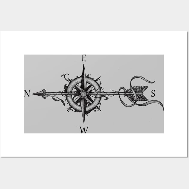 Compass with arrow (carpediem) Wall Art by beatrizxe